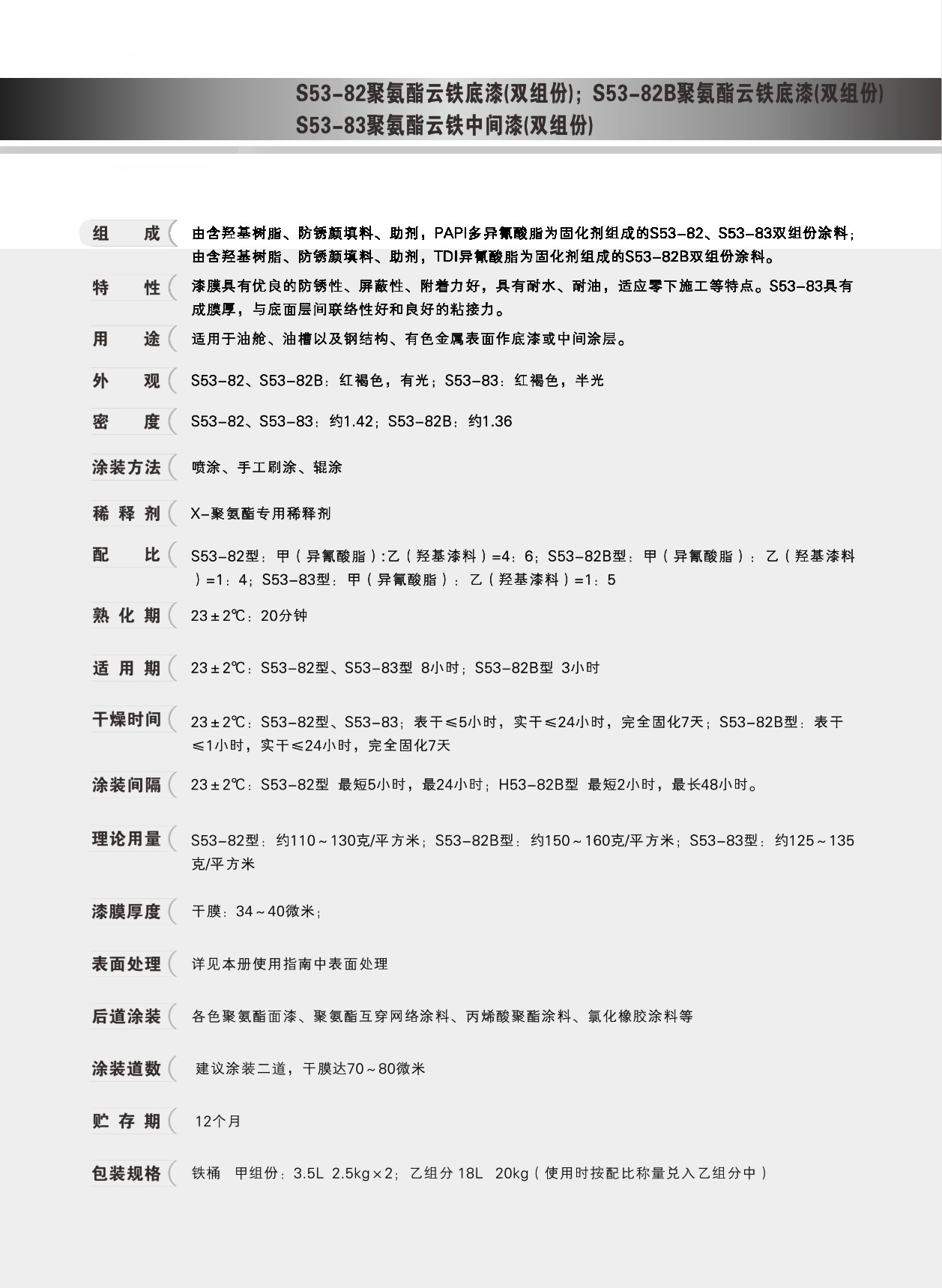 聚氨酯云鐵中間漆（雙組份）